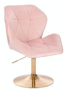 Židle MILANO MAX VELUR na zlatém talíři - světle růžová