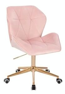 Židle MILANO MAX VELUR na zlaté podstavě s kolečky - světle růžová