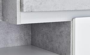 Komoda CANTERO bílá vysoký lesk/beton