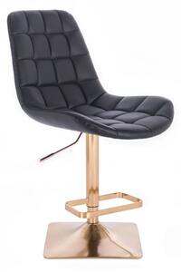 LuxuryForm Barová židle PARIS na zlaté hranaté podstavě - černá