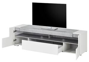 TV komoda CANTERO bílá vysoký lesk/beton, šířka 190 cm