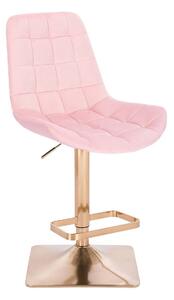 LuxuryForm Barová židle PARIS VELUR na zlaté hranaté podstavě - světle růžová