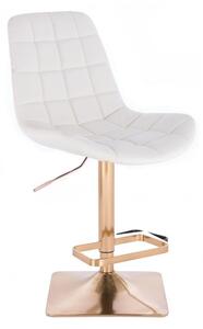 LuxuryForm Barová židle PARIS na zlaté hranaté podstavě - bílá