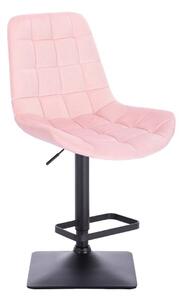 LuxuryForm Barová židle PARIS VELUR na černé hranaté podstavě - světle růžová