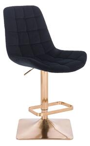 LuxuryForm Barová židle PARIS VELUR na zlaté hranaté podstavě - černá