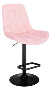LuxuryForm Barová židle PARIS VELUR na černém talíři - světle růžová