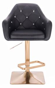 LuxuryForm Barová židle ROMA na zlaté hranaté podstavě - černá