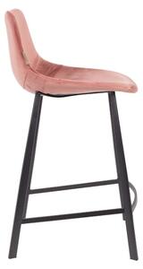 Růžová sametová barová židle DUTCHBONE Franky 65 cm