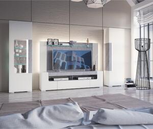 TV komoda CANTERO bílá vysoký lesk/beton, šířka 190 cm