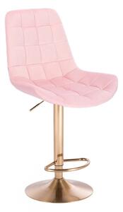 LuxuryForm Barová židle PARIS VELUR na zlatém talíři - světle růžová