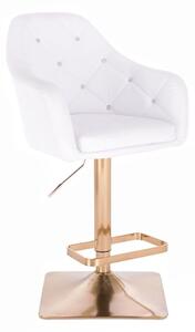 LuxuryForm Barová židle ROMA na zlaté hranaté podstavě - bílá