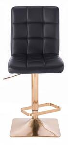 LuxuryForm Barová židle TOLEDO na zlaté hranaté podstavě - černá