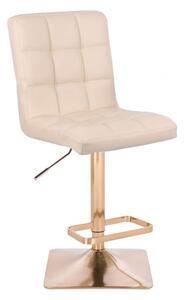 LuxuryForm Barová židle TOLEDO na zlaté hranaté podstavě - krémová