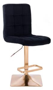 LuxuryForm Barová židle TOLEDO VELUR na zlaté hranaté podstavě - černá