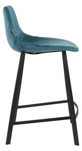 Petrolejová sametová barová židle DUTCHBONE Franky 65 cm