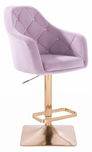 LuxuryForm Barová židle ROMA VELUR na zlaté hranaté podstavě - fialový vřes