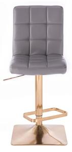LuxuryForm Barová židle TOLEDO na zlaté hranaté podstavě - šedá