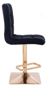 LuxuryForm Barová židle TOLEDO VELUR na zlaté hranaté podstavě - černá