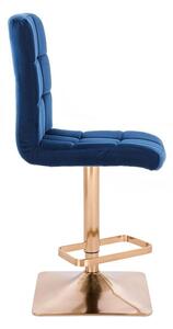 LuxuryForm Barová židle TOLEDO VELUR na zlaté hranaté podstavě - modrá