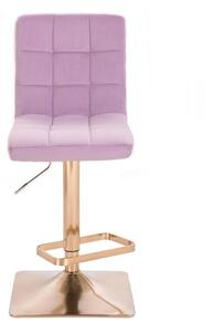 LuxuryForm Barová židle TOLEDO VELUR na zlaté hranaté podstavě - fialový vřes