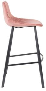 Růžová sametová barová židle DUTCHBONE Franky 80 cm