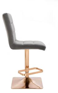 LuxuryForm Barová židle TOLEDO VELUR na zlaté hranaté podstavě - světle šedá