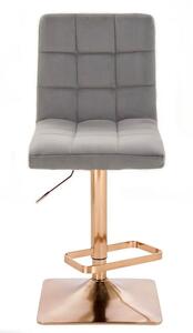 LuxuryForm Barová židle TOLEDO VELUR na zlaté hranaté podstavě - světle šedá