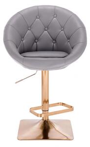 LuxuryForm Barová židle VERA na zlaté hranaté podstavě - šedá