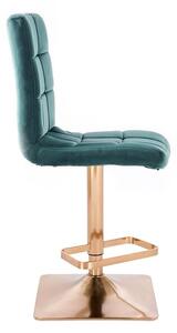 LuxuryForm Barová židle TOLEDO VELUR na zlaté hranaté podstavě - zelená