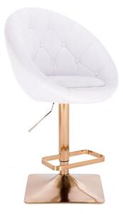 LuxuryForm Barová židle VERA na zlaté hranaté podstavě - bílá