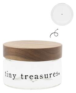 Dóza s dřevěným víkem Tiny Treasures 8 cm nápis