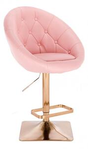 LuxuryForm Barová židle VERA na zlaté hranaté podstavě - růžová
