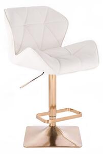 LuxuryForm Barová židle MILANO na zlaté hranaté podstavě - bílá