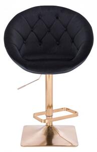 LuxuryForm Barová židle VERA VELUR na zlaté hranaté podstavě - černá
