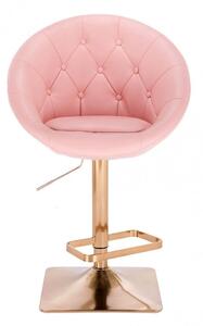 LuxuryForm Barová židle VERA na zlaté hranaté podstavě - růžová