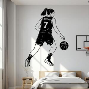 Samolepka Basketbalistka se jménem a číslem
