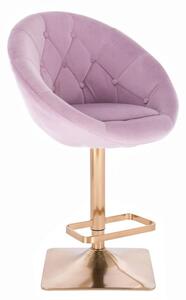 LuxuryForm Barová židle VERA VELUR na zlaté hranaté podstavě - fialový vřes