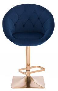 LuxuryForm Barová židle VERA VELUR na zlaté hranaté podstavě - modrá