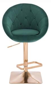 LuxuryForm Barová židle VERA VELUR na zlaté hranaté podstavě - zelená