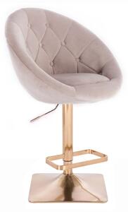 LuxuryForm Barová židle VERA VELUR na zlaté hranaté podstavě - béžová