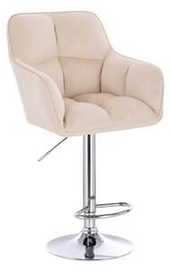 LuxuryForm Barová židle AMALFI VELUR na stříbrném talíři - krémová