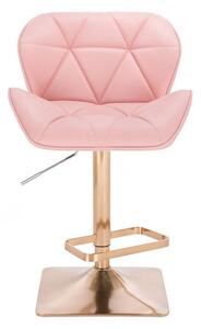 LuxuryForm Barová židle MILANO na zlaté hranaté podstavě - růžová