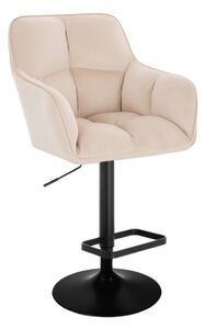 LuxuryForm Barová židle AMALFI VELUR na černém talíři - krémová