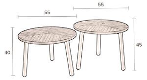 Hnědý set teakových konferenčních stolků DUTCHBONE Mundu 55/55 cm