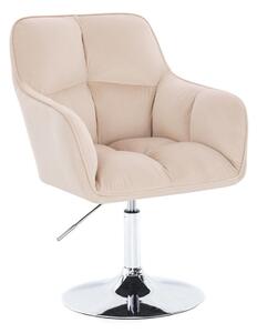 LuxuryForm DESIGN Křeslo AMALFI VELUR na stříbrném talíři - krémové