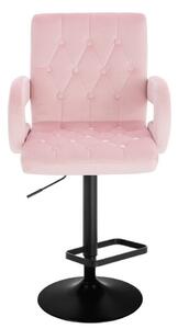 LuxuryForm Barová židle BOSTON VELUR na černém talíři - světle růžová