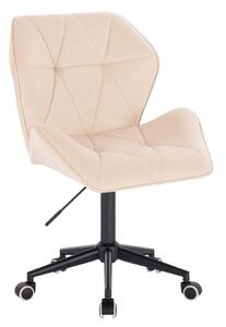 LuxuryForm DESIGN Otočná židle MILANO MAX VELUR na černé podstavě s kolečky - krémová