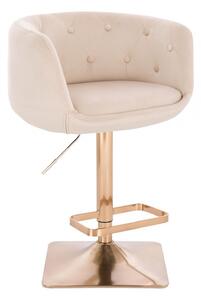 LuxuryForm Barová židle MONTANA VELUR na zlaté hranaté podstavě - krémová