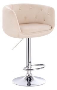 LuxuryForm Barová židle MONTANA VELUR na stříbrném talíři - krémová