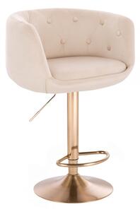 LuxuryForm Barová židle MONTANA VELUR na zlatém talíři - krémová